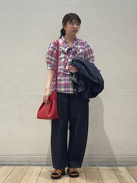 「シップス」｜「アイテム（デニムジャケット）」を使った、鞠子さん（レディース・158cm）の夏コーディネート