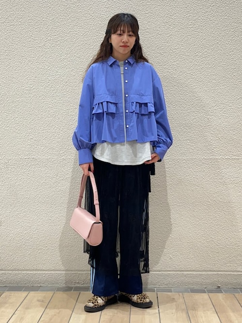 SHIPS any:〈洗濯機可能〉REPREVE ペプラム フリル ティアード シャツ  