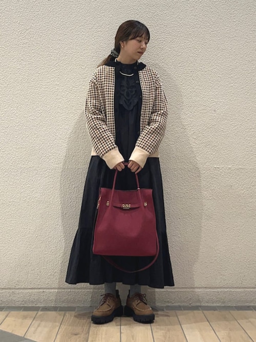 SHIPS anyモールヤーン クルーネック 千鳥柄 カーディガン 手洗い可 一部追加予約》SHIPS any:〈手洗い可能〉モールヤーン クルーネック