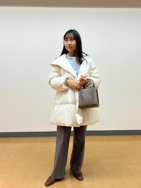 「NOLLEY’S（ノーリーズ）のアイテム（ダウンジャケット/コート）」を使った、めいめい🐑さん（レディース・158cm）の冬コーディネート