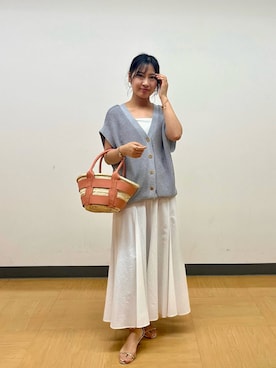 「DEMELLIER LONDON（デメリエーロンドン）のアイテム（バッグ、ピンク系）」を使った、めいめい🐑さん（レディース・158cm）の春コーディネート