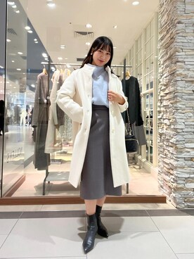 「ブルーニット」｜「アイテム（アクセサリー）」を使った、めいめい🐑さん（レディース・158cm）の冬コーディネート