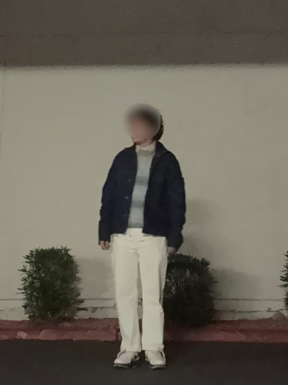 ブルー系のトップス、ブルー系のベスト、ベージュ系のシャツ/ブラウスを着用したメンズの冬コーディネートの1枚目の写真