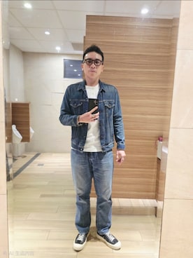 「アイテム（デニムジャケット）」を使った、SAM LINさん（メンズ・170cm・30代）の秋コーディネート