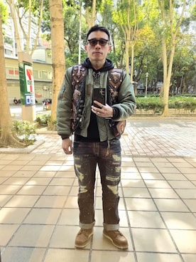 「RED WING（レッドウィング）のアイテム」を使った、SAM LINさん（メンズ・170cm）の冬コーディネート