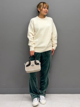 「adidas（アディダス）のFB TPベロア / ファイヤーバード トラックパンツ ベロア / ジャージ / アディダスオリジナルス adidas Originals（その他パンツ）」を使った、TMさん（レディース・156cm）の秋コーディネート