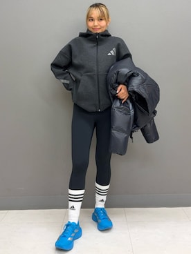 「アイテム（レギンス/スパッツ）」を使った、TMさん（レディース・156cm）の冬コーディネート