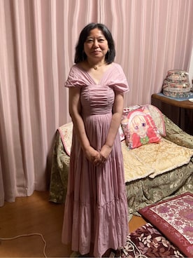 「アイテム（ワンピース、ピンク系）」を使った、桜子さん（レディース・158cm）の春コーディネート