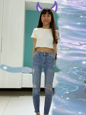 「PULL&BEAR（プルアンドベア）のアイテム（パンツ）」を使った、Chiauさん（レディース・155cm）の夏コーディネート