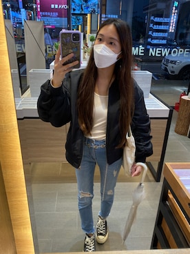 「PULL&BEAR（プルアンドベア）のアイテム（パンツ）」を使った、Chiauさん（レディース・155cm）の夏コーディネート