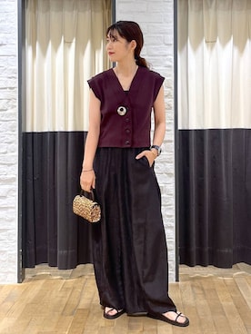 「骨格ウェーブ」｜「アイテム（ベスト）」を使った、Aoさん（レディース・161cm）の夏コーディネート