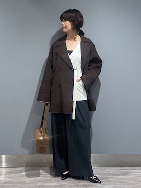 「アイテム（ノーカラージャケット）」を使った、Aoさん（レディース・161cm・30代）の秋コーディネート