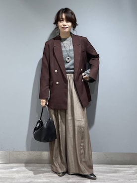 「A part by（アパートバイ）のＷライクテーラードスリットジャケット（テーラードジャケット）」を使った、Aoさん（レディース・161cm）の秋コーディネート