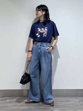 「A part by（アパートバイ）のキンチャクミニショルダバッグ（ショルダーバッグ、ブラック系）」を使った、Aoさん（レディース・161cm）の夏コーディネート