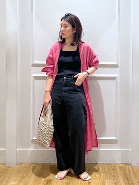 「シャツワンピを羽織る」｜Aoさん（レディース・161cm）の春コーディネート