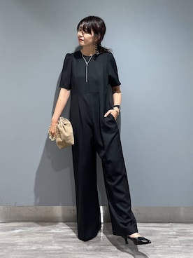「A part by（アパートバイ）のアイテム（つなぎ/オールインワン、ブラック系）」を使った、Aoさん（レディース・161cm）の秋コーディネート