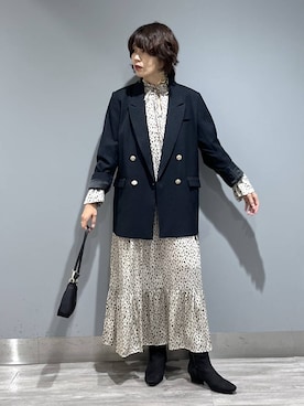 「A part by（アパートバイ）のＷライクテーラードスリットジャケット（テーラードジャケット）」を使った、Aoさん（レディース・161cm）の秋コーディネート