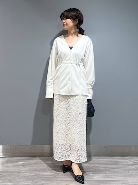 「アイテム（ノーカラージャケット）」を使った、Aoさん（レディース・161cm・30代）の秋コーディネート