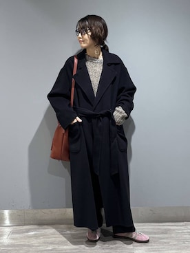 「アイテム（ステンカラーコート）」を使った、Aoさん（レディース・161cm・30代）の冬コーディネート