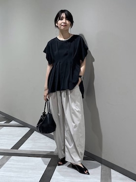 「A part by（アパートバイ）のタックデザインブラウス（シャツ/ブラウス、ブラック系）」を使った、Aoさん（レディース・161cm）の春コーディネート