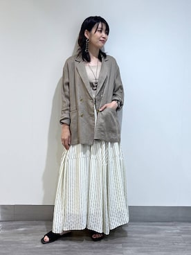「A part by（アパートバイ）のリブニットタンク（ニット/セーター、ベージュ系）」を使った、Aoさん（レディース・161cm）の夏コーディネート