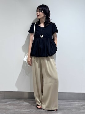 「A part by（アパートバイ）のキンチャクミニショルダバッグ（ショルダーバッグ、ホワイト系）」を使った、Aoさん（レディース・161cm）の夏コーディネート