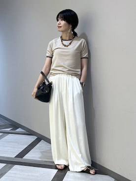 「A part by（アパートバイ）のハートモチーフバッグ（ショルダーバッグ、ブラック系）」を使った、Aoさん（レディース・161cm）の夏コーディネート