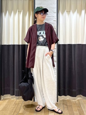 「A part by（アパートバイ）のシアーカイキンBIGシャツ（シャツ/ブラウス）」を使った、Aoさん（レディース・161cm・30代）の夏コーディネート