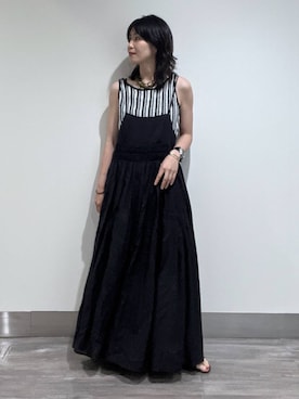 「A part by（アパートバイ）のシアーボイルキャミワンピース（ワンピース、ブラック系）」を使った、Aoさん（レディース・161cm）の夏コーディネート