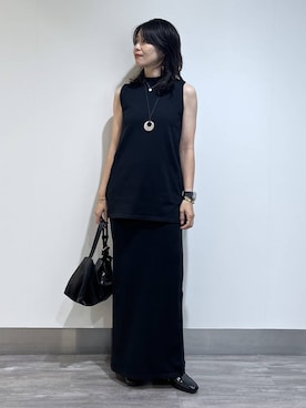 「A part by（アパートバイ）のヒールローファー（ローファー、ブラック系）」を使った、Aoさん（レディース・161cm）の夏コーディネート