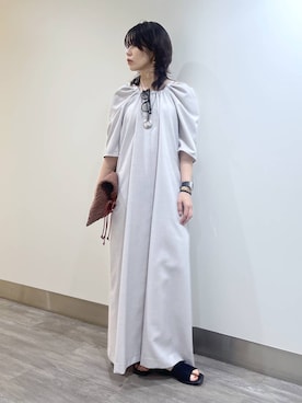 「A part by（アパートバイ）のフェイクスウェードサンダル（サンダル、ブラック系）」を使った、Aoさん（レディース・161cm）の春コーディネート