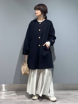 「アイテム（ノーカラーコート）」を使った、Aoさん（レディース・161cm）の秋コーディネート