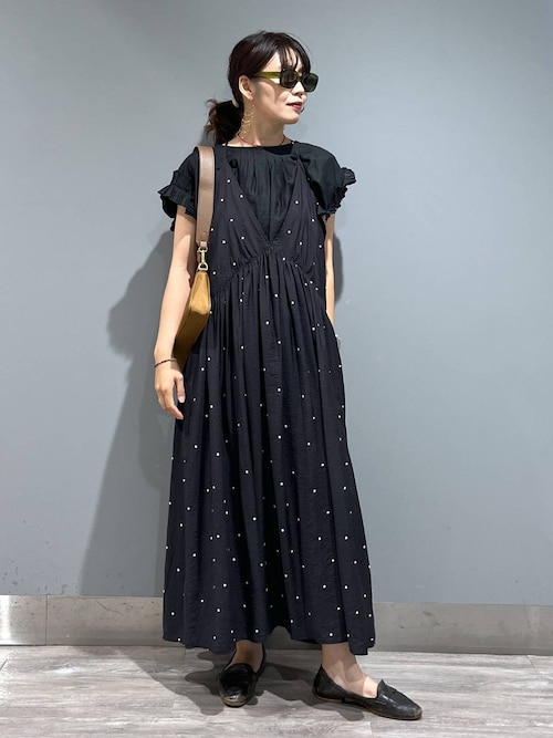 希少♡アドルフォドミンゲス 絞り染め 墨黒色 ドットシャツワンピース ドットシシュウキャミワンピース（ワンピース）｜A part by