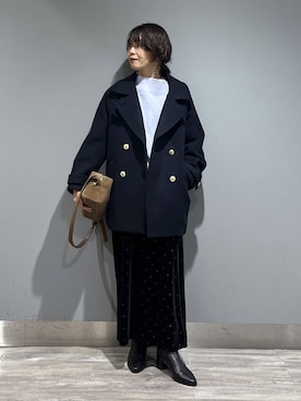 「apart by lowrys」｜「アイテム（ピーコート）」を使った、Aoさん（レディース・161cm）の冬コーディネート