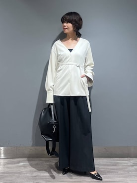 「アイテム（ノーカラージャケット）」を使った、Aoさん（レディース・161cm）の秋コーディネート