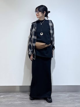 「A part by（アパートバイ）のベルトバッグ（ボディバッグ/ウエストポーチ、ブラウン系）」を使った、Aoさん（レディース・161cm）の夏コーディネート