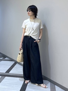 「A part by（アパートバイ）のテンセルデニムパンツ（デニムパンツ、ブルー系）」を使った、Aoさん（レディース・161cm）の春コーディネート