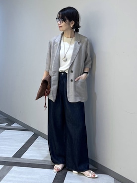 「A part by（アパートバイ）のテンセルデニムパンツ（デニムパンツ、ブルー系）」を使った、Aoさん（レディース・161cm）の春コーディネート