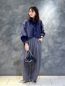 「A part by（アパートバイ）のショートオックスシャツ≪追加2≫（シャツ/ブラウス）」を使った、Aoさん（レディース・161cm）の春コーディネート