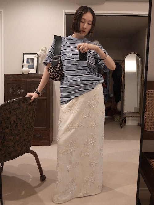 ロング スカート Flower embroidery skirt / フラワーエンブロイダリー