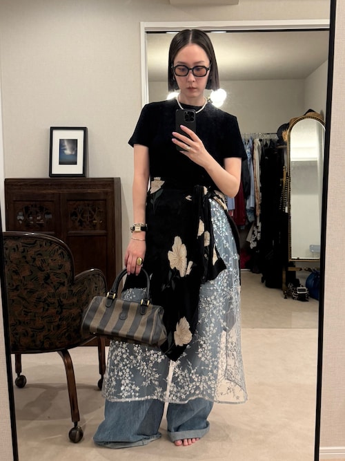 Flower spangle wrap skirt/フラワースパンコールラップスカート