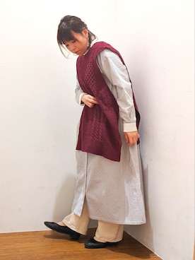 「アイテム（シャツワンピース）」を使った、すーさん（レディース・155cm）の冬コーディネート