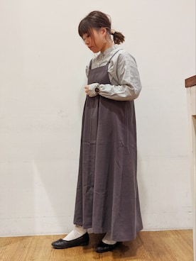 「アイテム（ジャンパースカート）」を使った、すーさん（レディース・155cm）の冬コーディネート