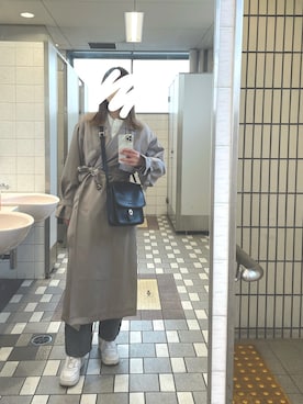 「大学生コーデ」｜「アイテム（トレンチコート）」を使った、きなこもちさん（レディース・163cm）の冬コーディネート