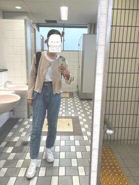 「アプレジュール」｜「アイテム（デニムパンツ）」を使った、きなこもちさん（レディース・163cm）の秋コーディネート