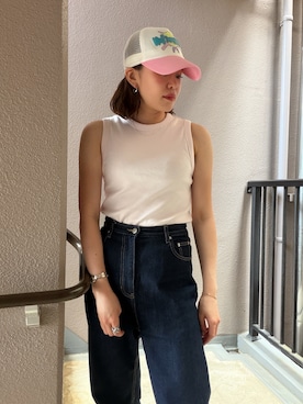 「TODAYFUL（トゥデイフル）のTODAYFUL Carys Denim（デニムパンツ、ブルー系）」を使った、02_mntさん（レディース・161cm）の夏コーディネート