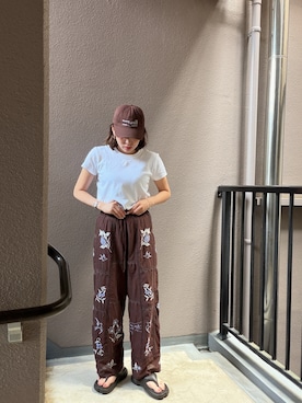 「TODAYFUL（トゥデイフル）の[TODAYFUL/トゥデイフル]Embroidery Patchwork Trousers（その他パンツ、ブラウン系）」を使った、02_mntさん（レディース・161cm）の春コーディネート