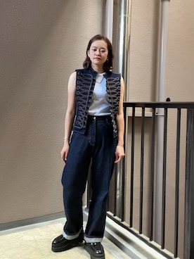 「TODAYFUL（トゥデイフル）のTODAYFUL Carys Denim（デニムパンツ、ブルー系）」を使った、02_mntさん（レディース・161cm）の夏コーディネート