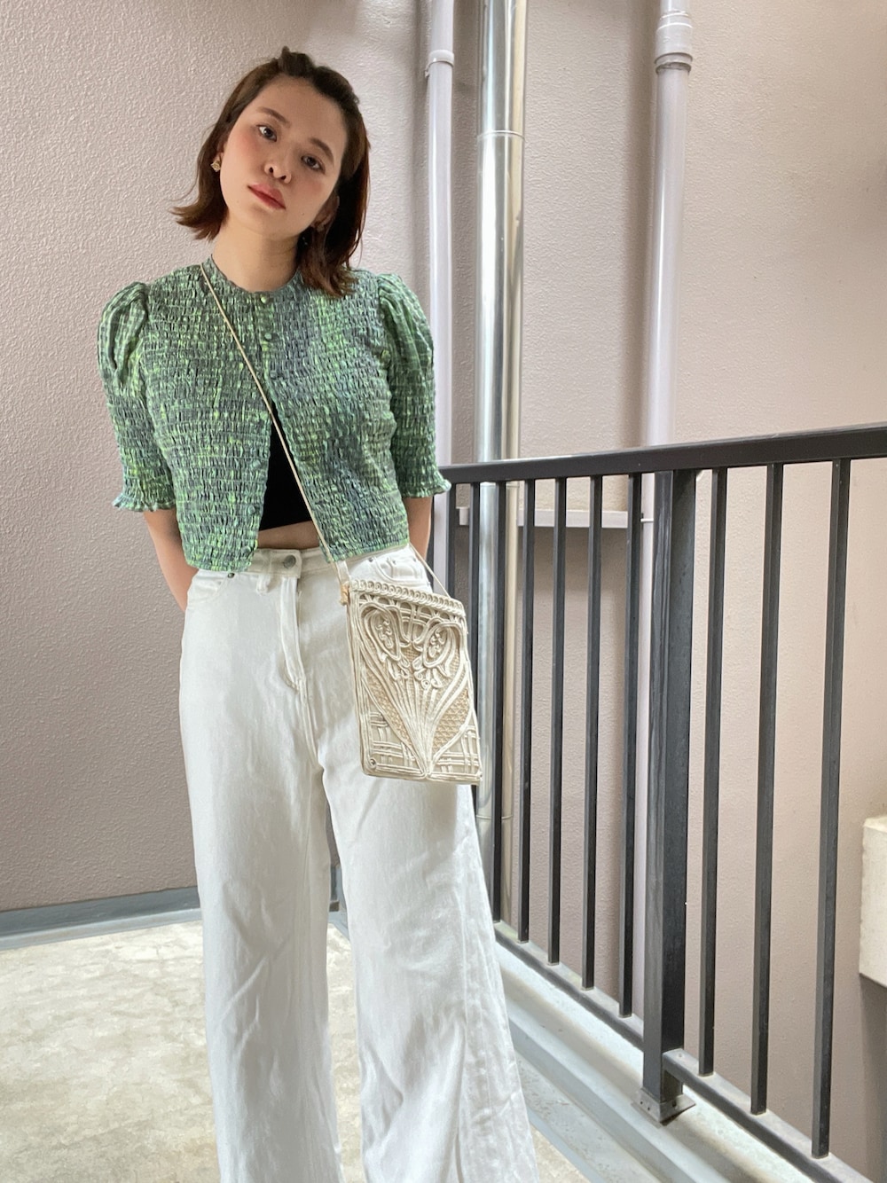 Ameri（アメリ）の「MEDI BUSTIER SET SHIRRING SHORT TOP