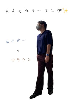 「アズーロ・エ・マローネ」｜「アイテム（Tシャツ/カットソー）」を使った、のぼのぼ/500まで相互フォローさん（メンズ・165cm）の夏コーディネート